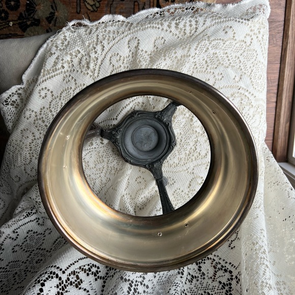 Vintage Silver Plate Serving Tray With Anchor Hocking 10 in across Dish. - Picture 5 of 13